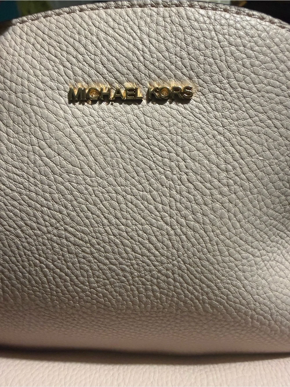 Michael Kors Mini Pebbled Leather Backpack in Pale Pink with Gold Chain